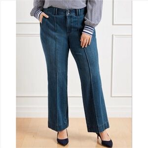 Talbots FLARE LEG PINTUCK JEANS LAPIS WASH Blue High Rise Plus Size 14W NWT
